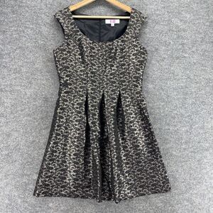 9&Co. Dress Women 8 Gray Paisley Sheath Midi Lined Zipper Sleeveless Round Neck